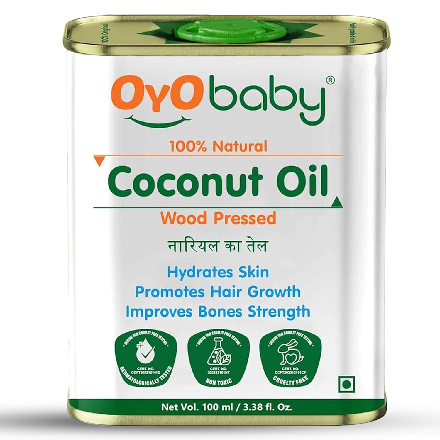 Massage Oil 100% Pure & Natural Coconut Baby Oil | Faster Physical Growth for Stronger Bones and Muscles | Wood Pressed Baby Hair Oil