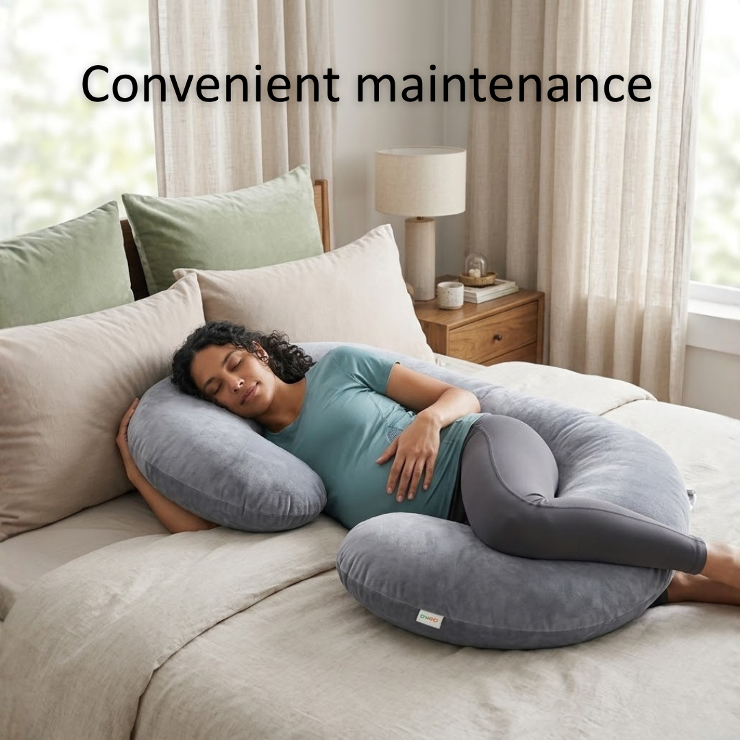 C Shaped Pregnancy Pillow for Sleeping, Maternity Pillow for Pregnant Women with Washable Premium Velvet Cover (Maroon)