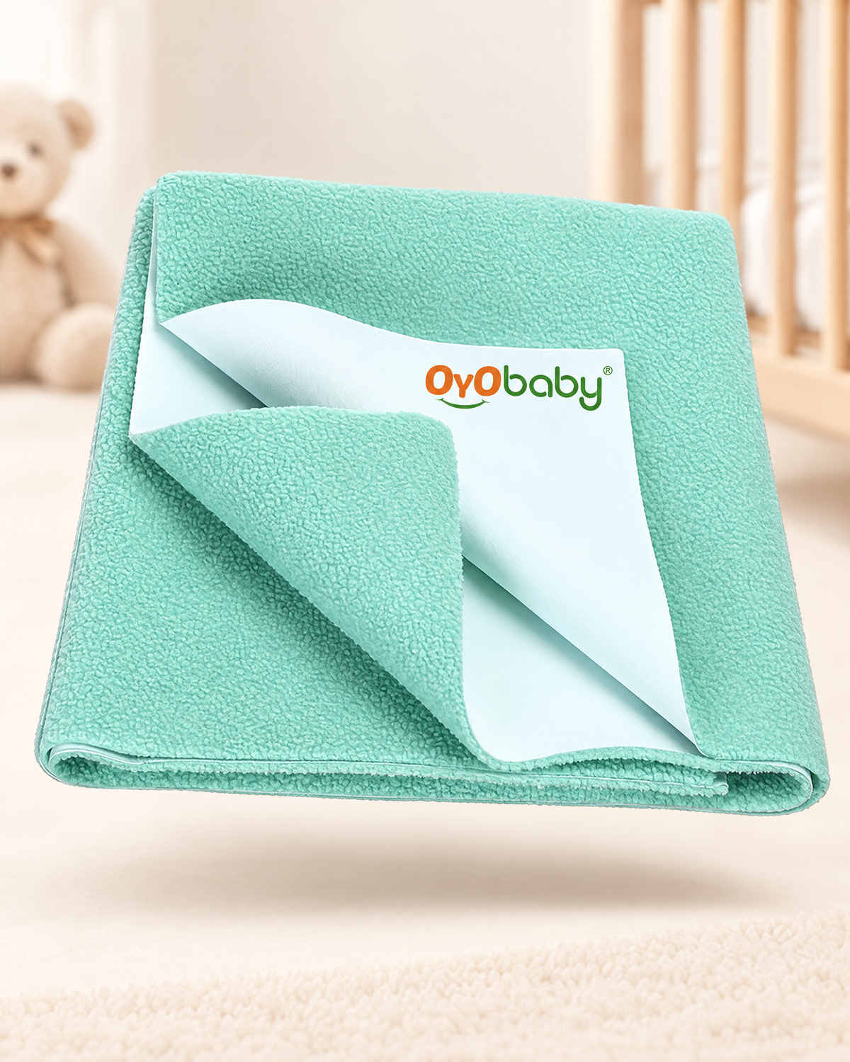 Waterproof Bed Protector for Just Born Babies, Small, Sea Green (70 cm x 50 cm)