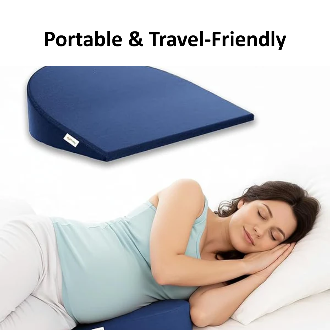 Memory Foam Maternity Pillow Wedge - Maroon | Full Pregnancy Support for Belly, Back, Hips & Legs