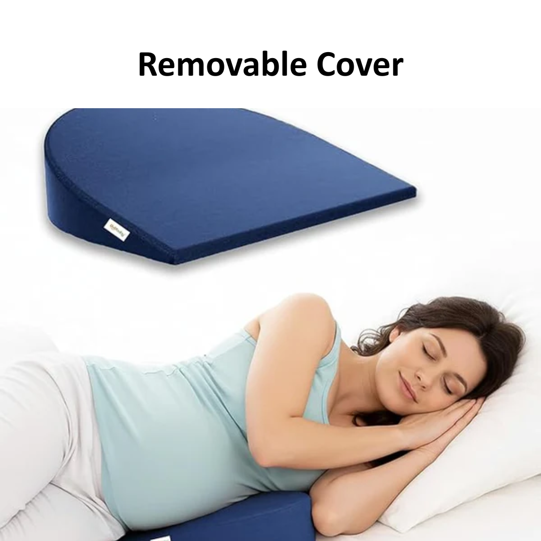 Memory Foam Maternity Pillow Wedge - Maroon | Full Pregnancy Support for Belly, Back, Hips & Legs