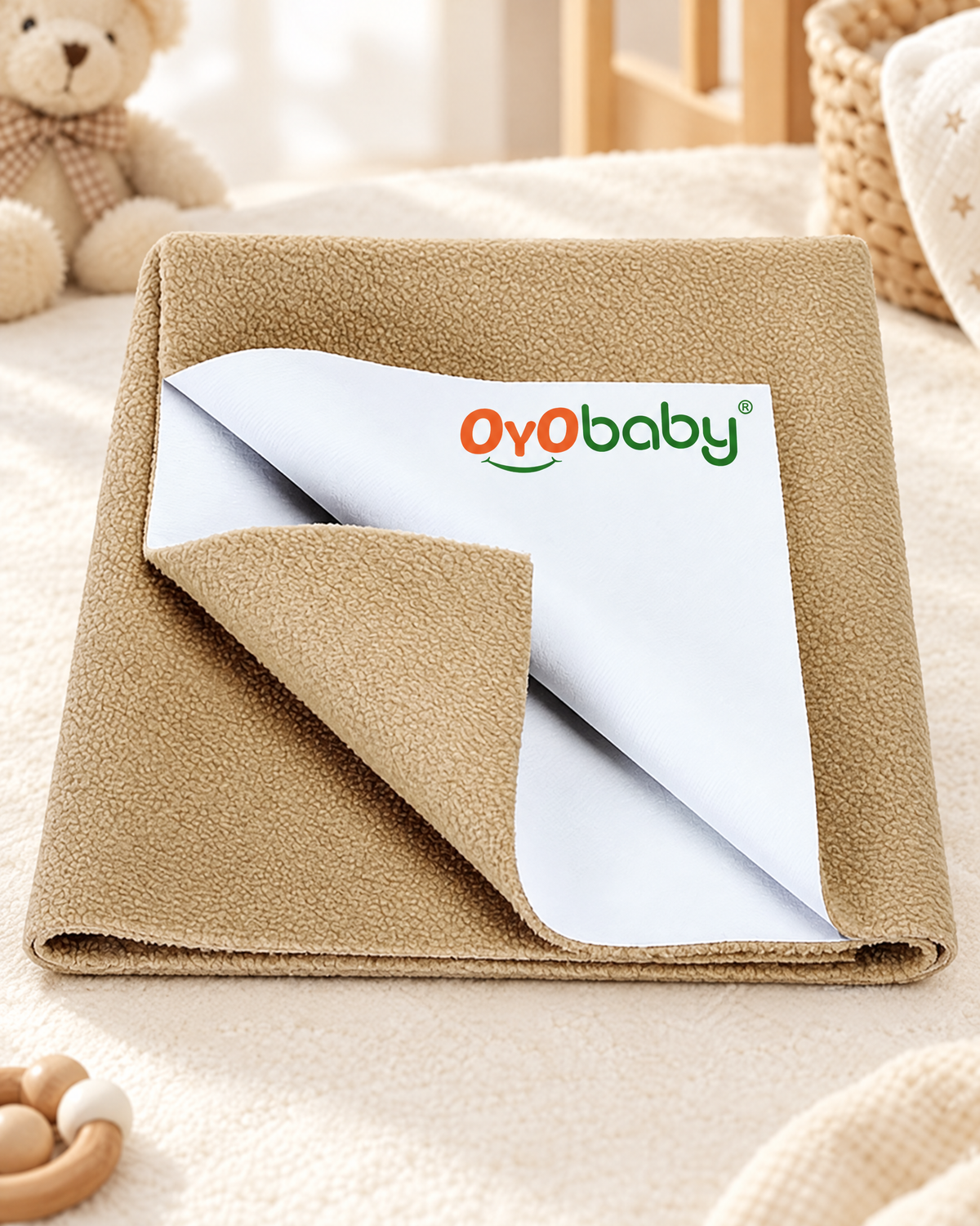 Waterproof Bed Protector for Just Born Babies, Small, Beige (70 cm x 50 cm)