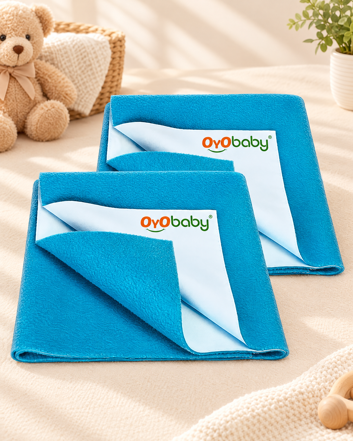 Baby Dry Sheet | 70×50 cm (Pack of 2) Waterproof Mattress Protector | Quick Dry Bed Pad for Newborns | Soft, Reusable Extra Absorbent & Anti-Piling Fleece Underpad - Firoza (Medium)