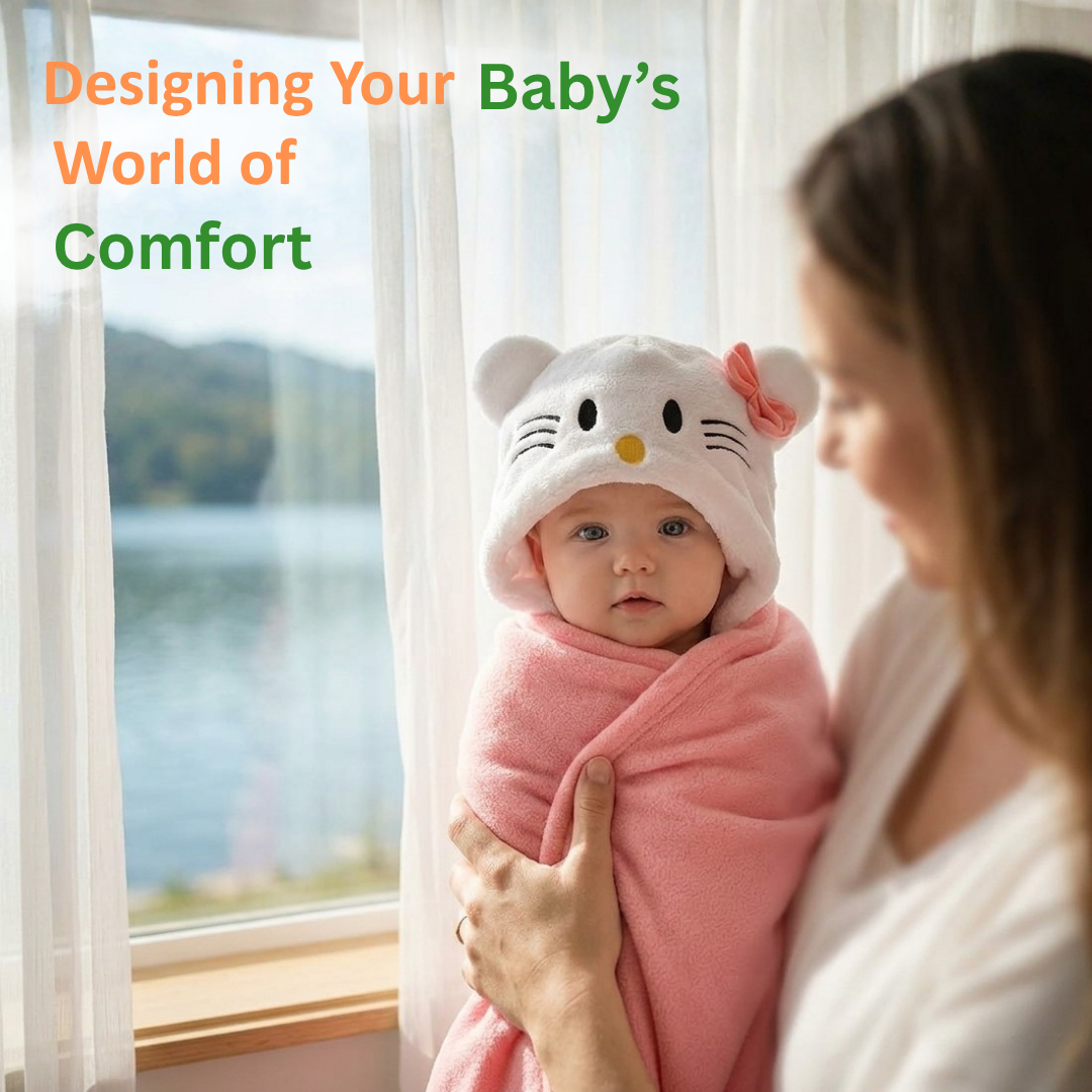 Newborn 3-in-1 Swaddle Blanket with Animal Hood – Soft All-Season Kids Blanket for (0–12 Months, 84x80cm), Skin-Friendly, Blue Bear Design, Perfect Baby Shower Gift