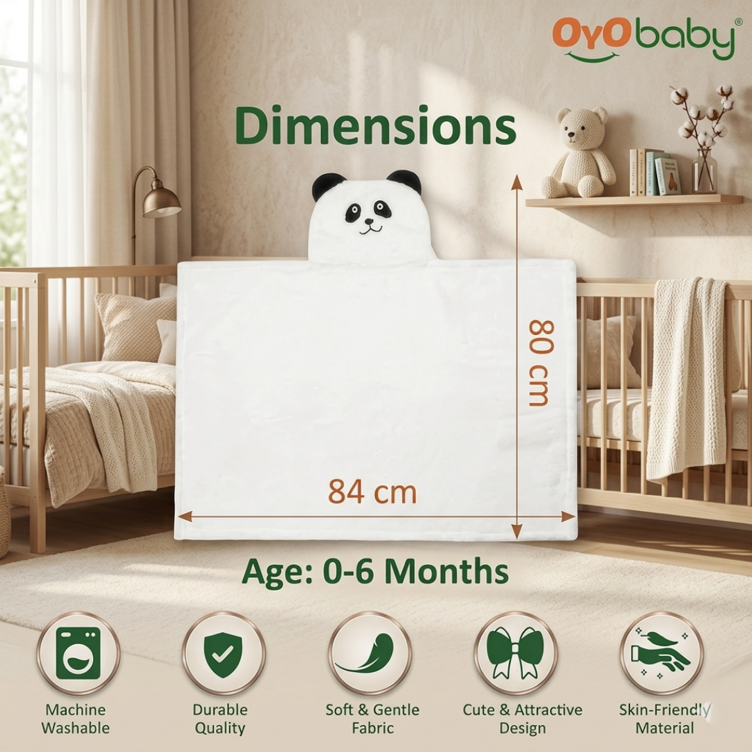 Newborn 3-in-1 Swaddle Blanket with Animal Hood – Soft All-Season Kids Blanket for (0–12 Months, 84x80cm), Skin-Friendly, Blue Bear Design, Perfect Baby Shower Gift