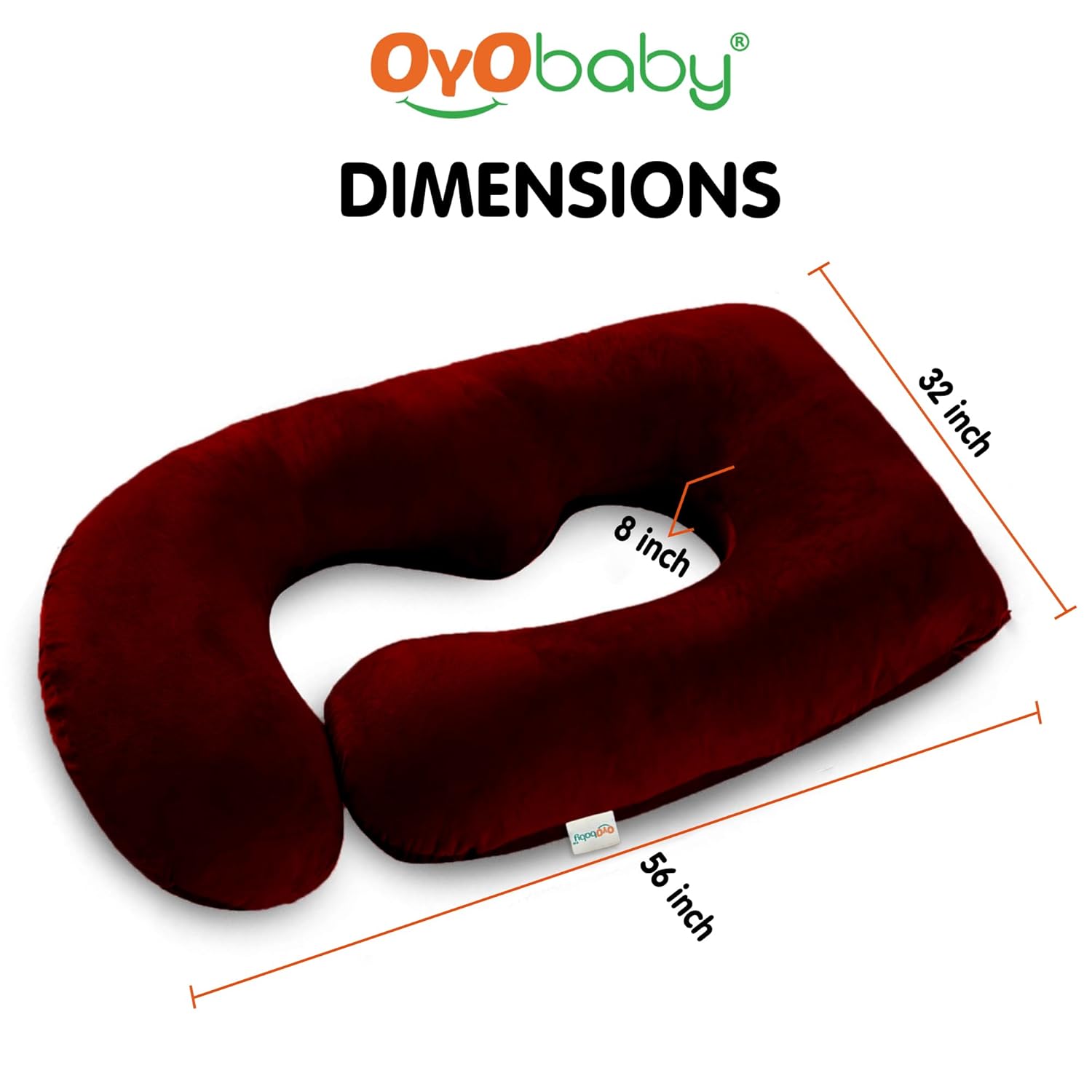 OYO BABY Maternity Pillows for Pregnancy Sleeping | Maternity Pillow for Pregnant Women | 360-degree Full Body Support | J-Shape Pillow | Velvet (Maroon)