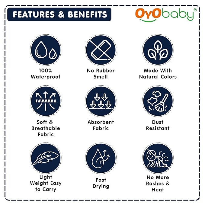 OYO BABY Extra Absorbent Waterproof Baby Dry Sheet (Dark Blue, Double Bed Size (260cm X 200cm))