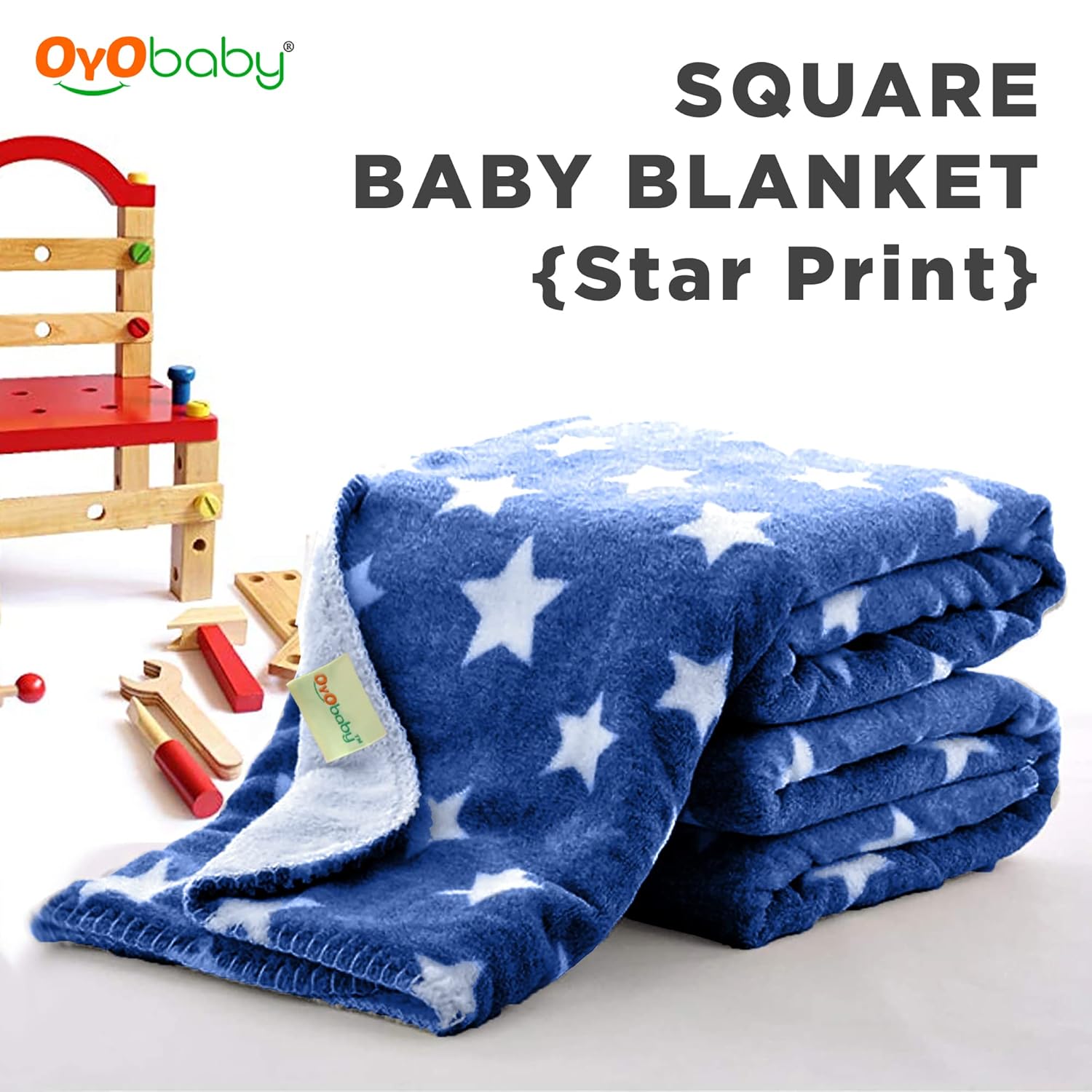 OYO BABY Baby Square Blankets Combo | for New Born Babies Baby Boys, Baby Girls, Babies for 0-6 Months, Fleece, Skin Friendly, 2 Blankets