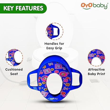 OYO BABY Cushioned Potty Seat, Toilet Seat with Handle for Kids Blue