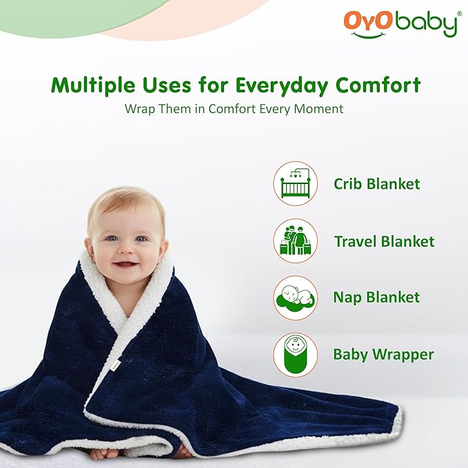 All-Season Fluffy 2-Layer Baby & Toddler Blanket – Coral & Sherpa Wrapping Sheet for Boys & Girls