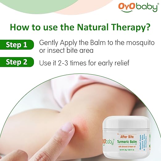 OYO BABY After Bite Turmeric Balm with Almond & Neem Oil for Babies – Relief from Rashes, Mosquito & Insect Bites, 100% Ayurvedic