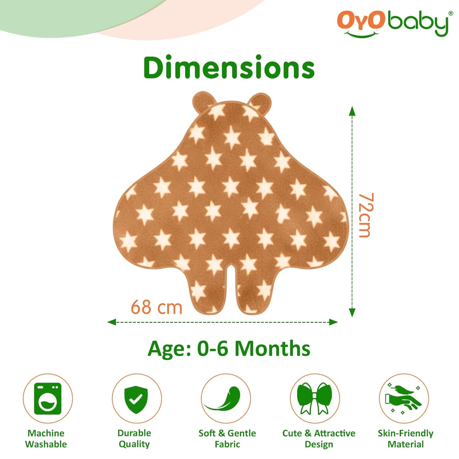 OYO BABY Ultra-Soft Baby Swaddle Wrap Blanket with Hood & Booties – Warm Fleece Sleeping Bag for Newborns (0–6 Months 72 * 68 cm) – Star Print, Beige & Pink
