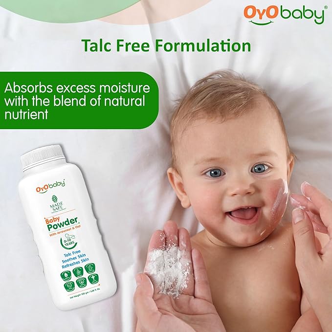 OYO BABY Gentle Baby Powder (Talc Free) For New Born Baby, Refreshes Baby’s Skin - Pack of 1 – 200g