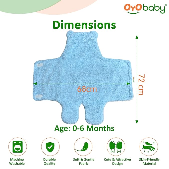 OYO BABY Super Soft Baby Blankets for Newborns – Pack of Hooded Swaddle Wrappers Cum Wearable Blankets for Boys & Girls