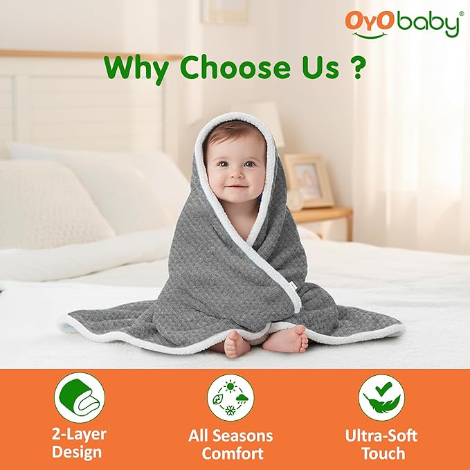 OYO BABY Ultra-Soft Baby Swaddle Wrap Blanket with Hood & Booties – Warm Fleece Sleeping Bag for Newborns
