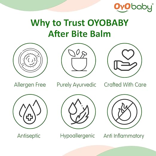 OYO BABY After Bite Turmeric Balm with Almond & Neem Oil for Babies – Relief from Rashes, Mosquito & Insect Bites, 100% Ayurvedic
