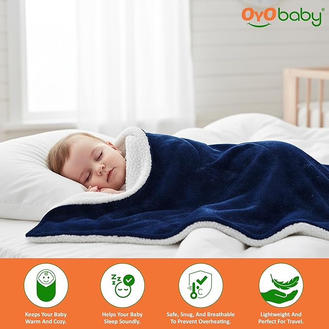 All-Season Fluffy 2-Layer Baby & Toddler Blanket – Coral & Sherpa Wrapping Sheet for Boys & Girls