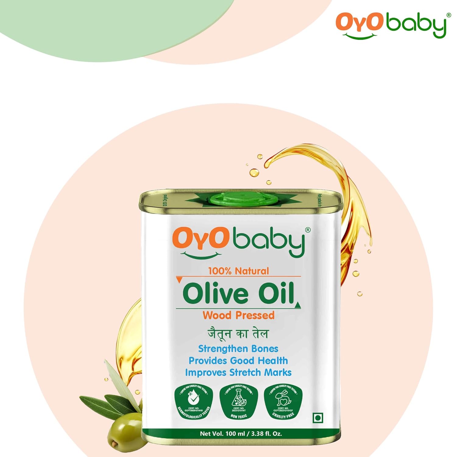 OYO BABY 100% Natural Baby Oil for New Born | Wood Pressed Olive Oil - Baby Massage, Skin & Baby Hair OIl