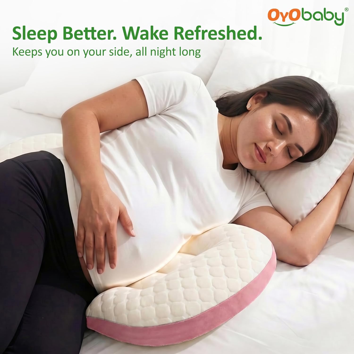 H Shape Pregnancy Pillow for Sleeping | Maternity Support Pillow with Adjustable Velcro | PInk Belly & Waist Support | Microfiber Filling |