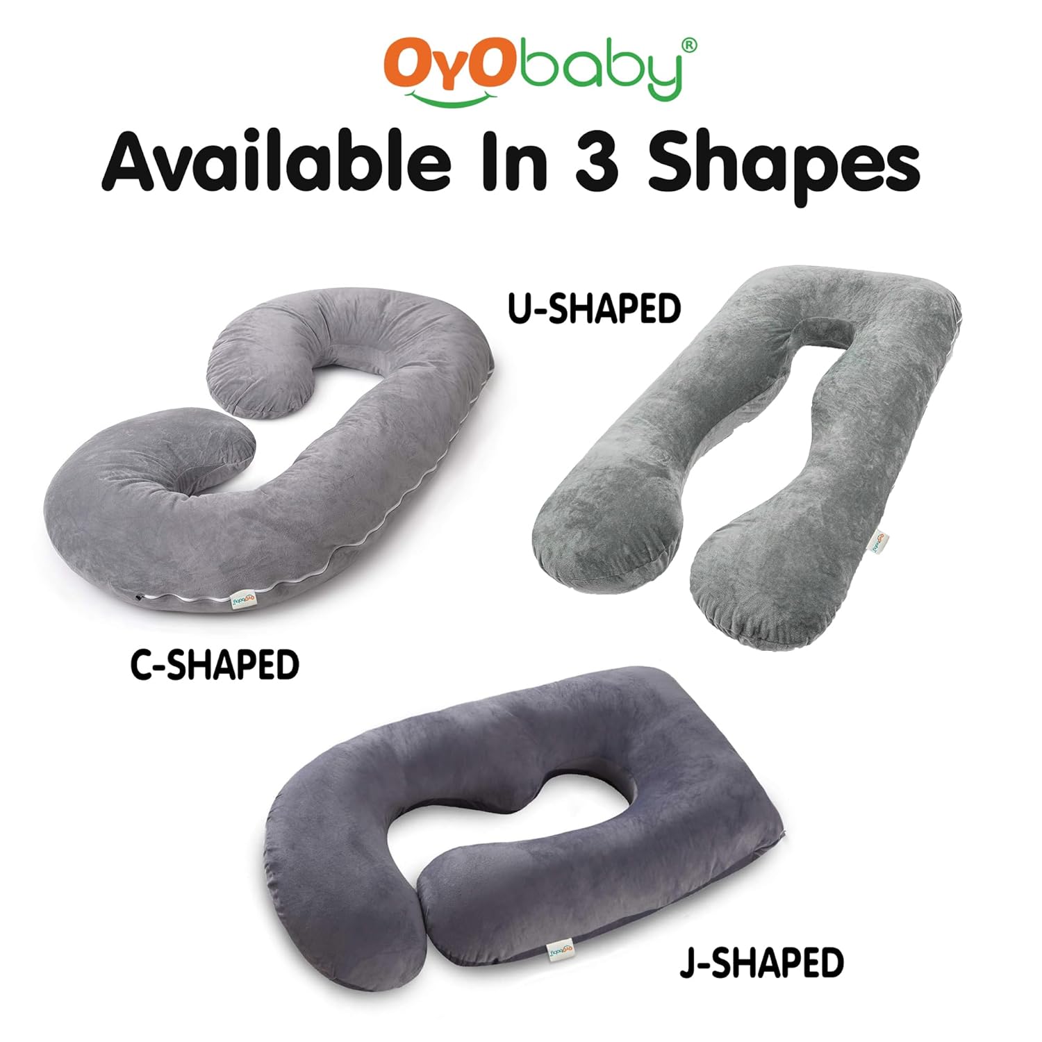 OYO BABY Maternity Pillows for Pregnant Women with Washable Premium Velvet Cover| Maternity Pillow with Removable Cover | Pregnancy Pillows for Sleeping | C-Shaped Maternity Pillow (Grey Color)