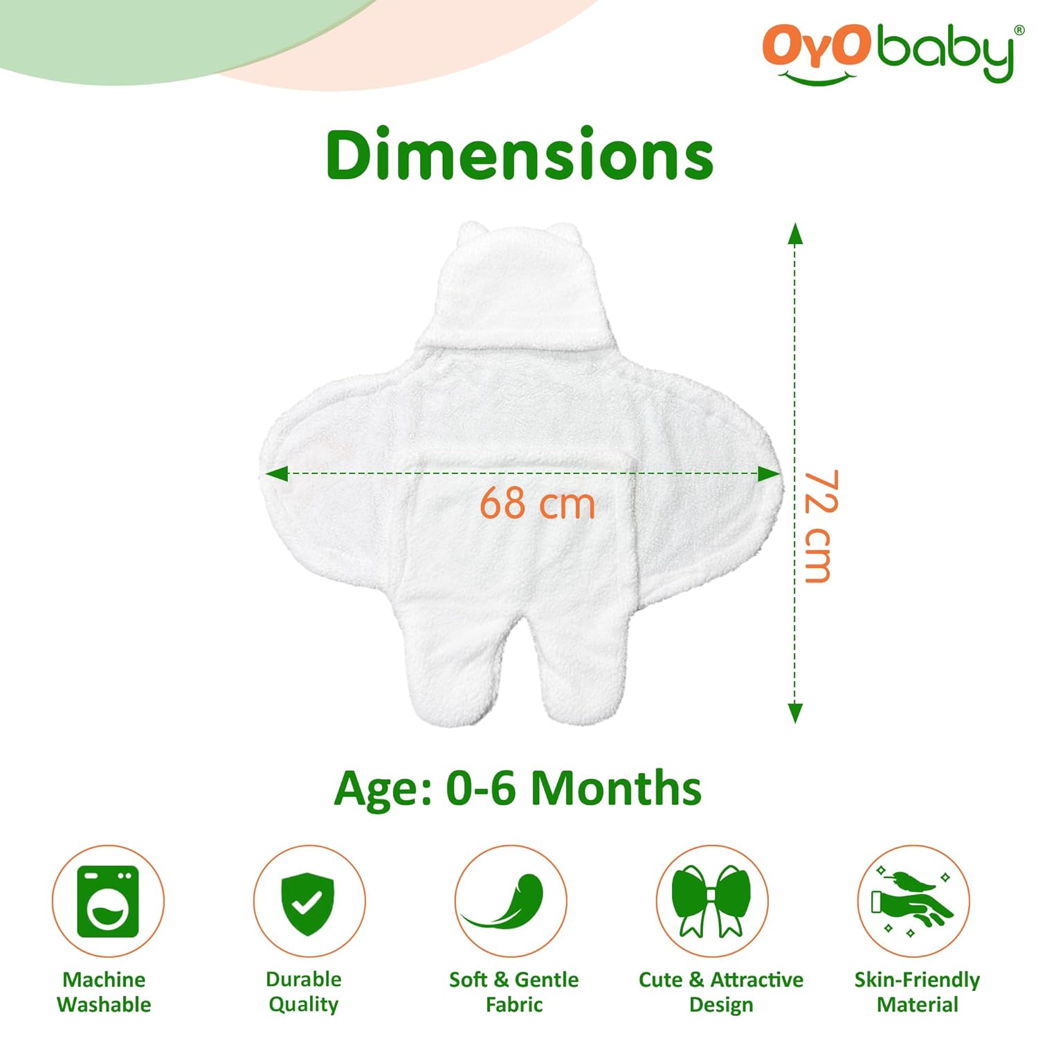OYO BABY Newborn Baby Blanket Combo Pack – Hooded Wrapper Sleeping Bag & Baby Bath Towel (0-12 Months, Boys & Girls, Flannel, White Panda & Unicorn White, Pack of 2)