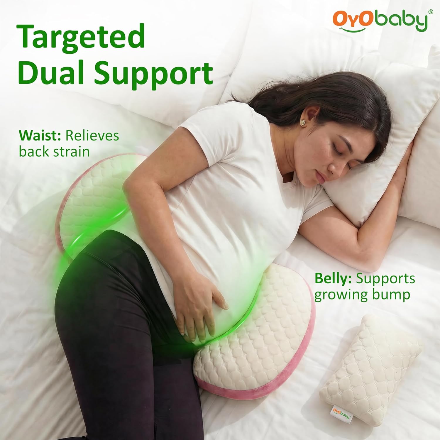 H Shape Pregnancy Pillow for Sleeping | Maternity Support Pillow with Adjustable Velcro | PInk Belly & Waist Support | Microfiber Filling |
