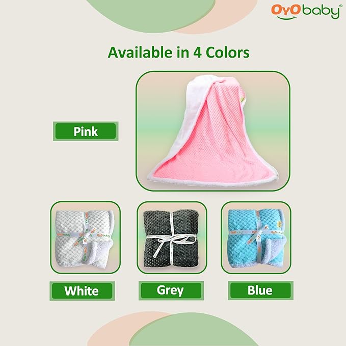 OYO BABY Ultra Soft Fleece Baby Blanket | Warm & Cozy Newborn Blanket for Winter | Reversible Sherpa Baby Wrapper for Infant, Toddler, Boys & Girls