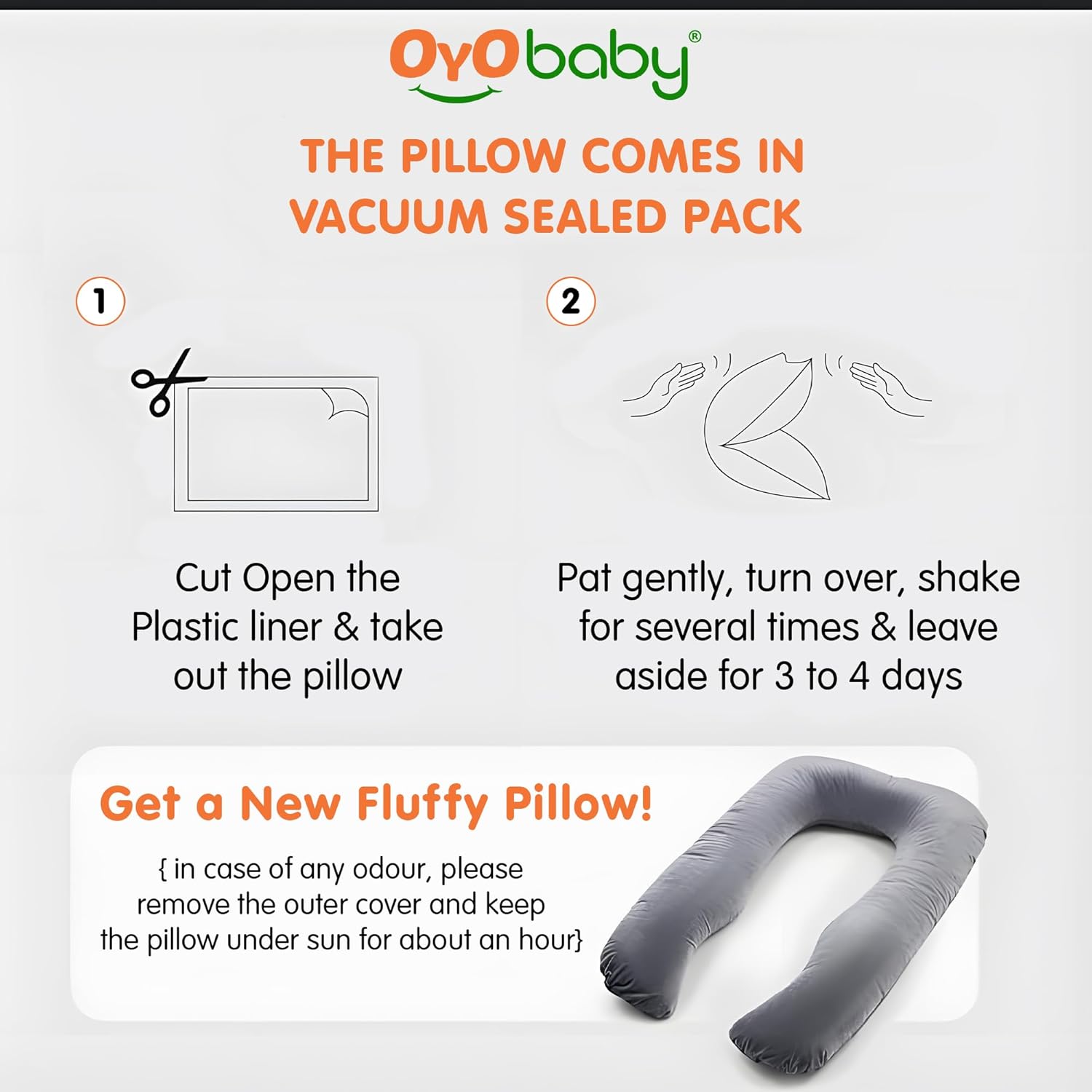 OYO BABY Maternity Pillows for Pregnant Women with Washable Premium Velvet Cover| Maternity Pillow with Removable Cover | Pregnancy Pillows for Sleeping | C-Shaped Maternity Pillow (Grey Color)
