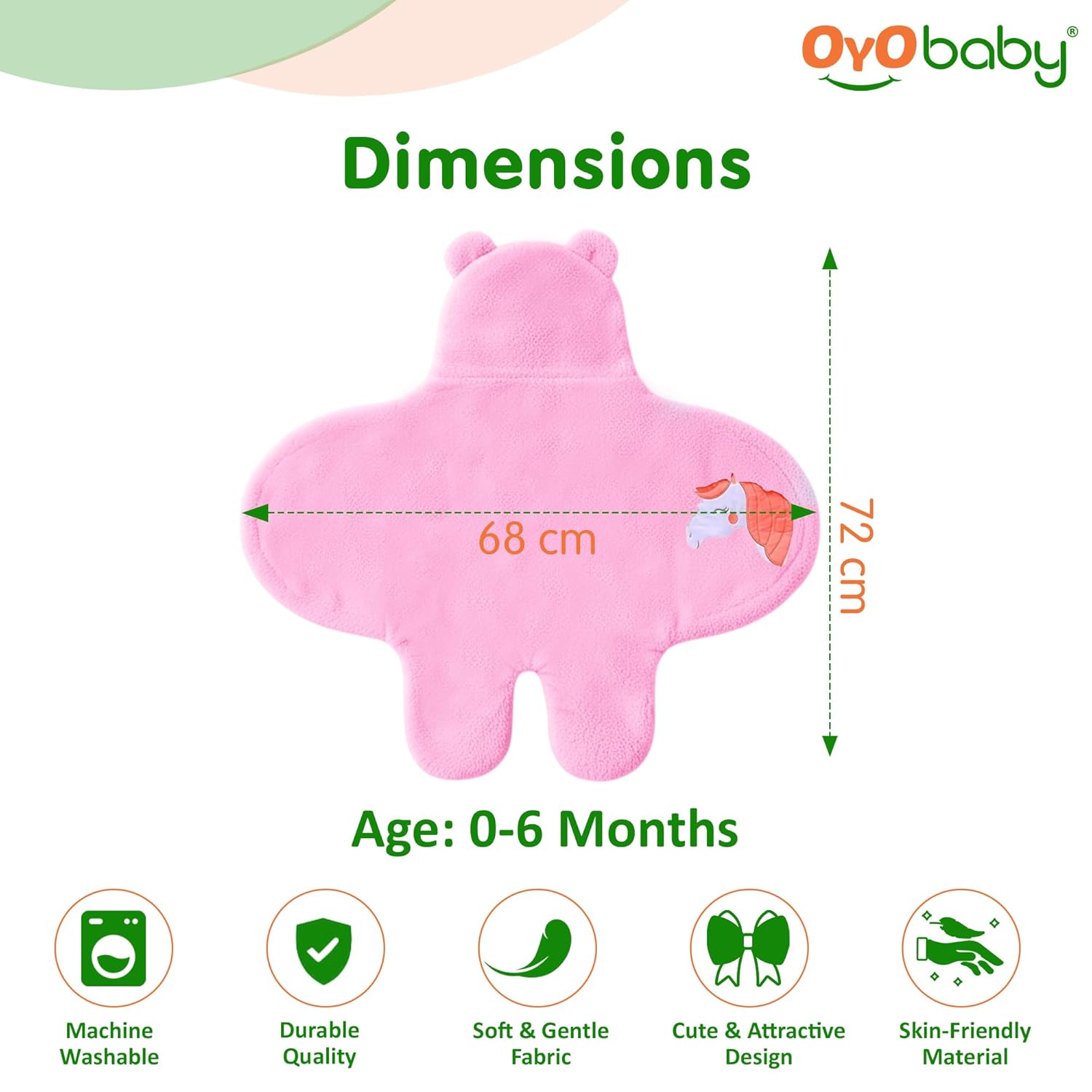 OYO BABY Newborn Baby Blanket Combo Pack – 2 Pcs Super Soft Micro Fleece Wrapper/Sleeping Bag (0-6 Months, 72x68 cm, Pink & Dark Blue, Skin-Friendly, Boys & Girls)