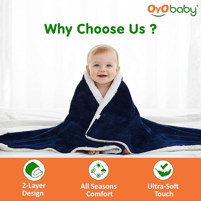 All-Season Fluffy 2-Layer Baby & Toddler Blanket – Coral & Sherpa Wrapping Sheet for Boys & Girls