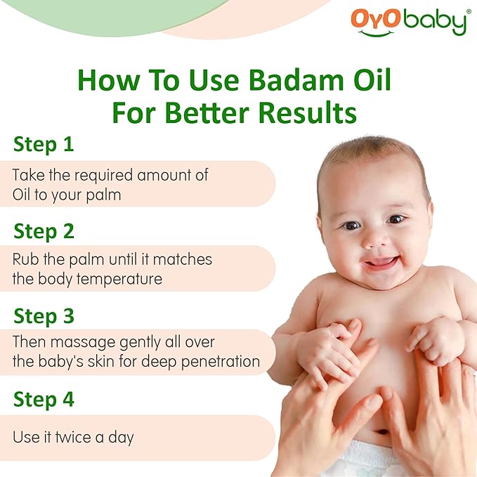 OYO BABY Massage Oil 100% Pure & Natural Badam Rogan Baby Oil