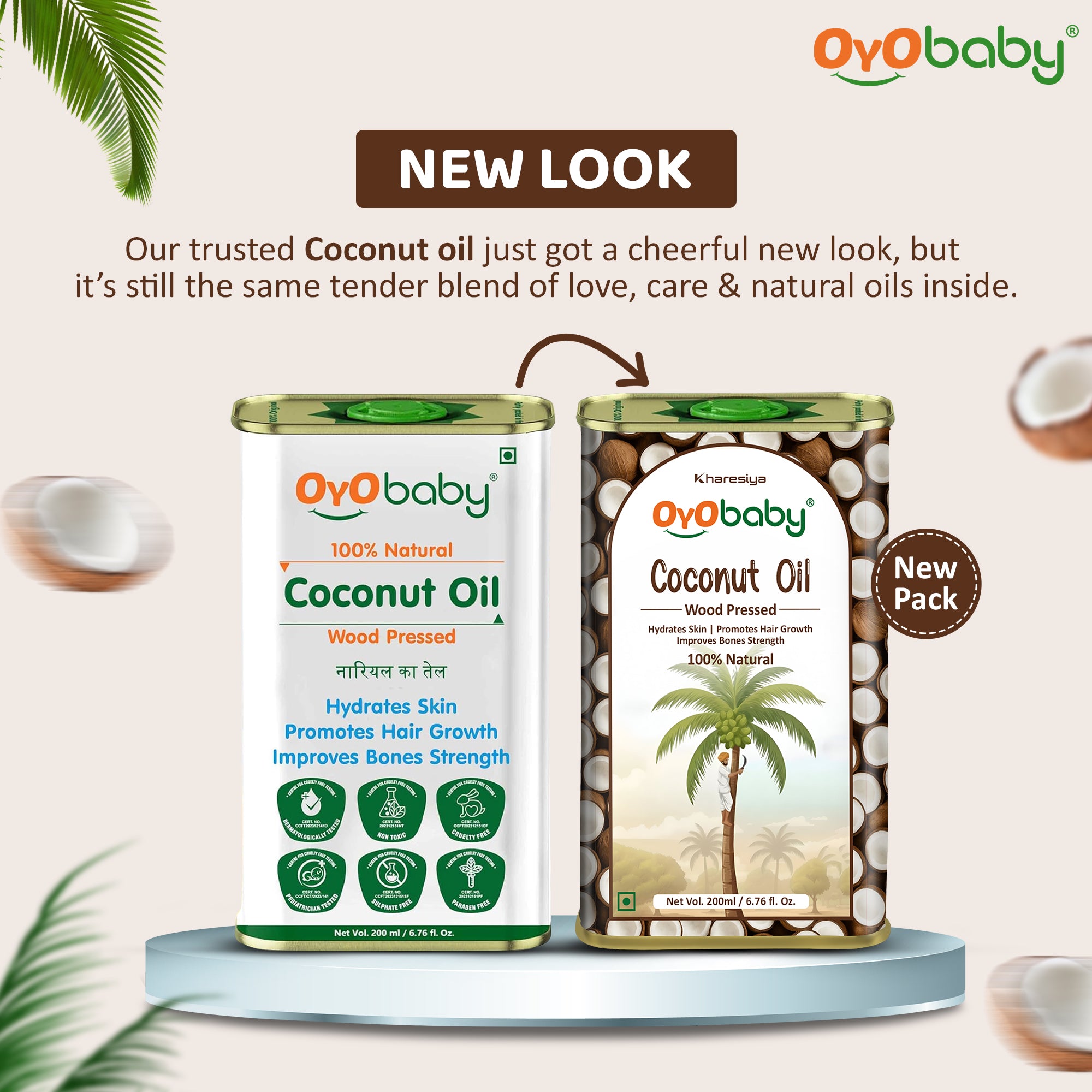 Massage Oil 100% Pure & Natural Coconut Baby Oil | Faster Physical Growth for Stronger Bones and Muscles | Wood Pressed Baby Hair Oil (200 ml)