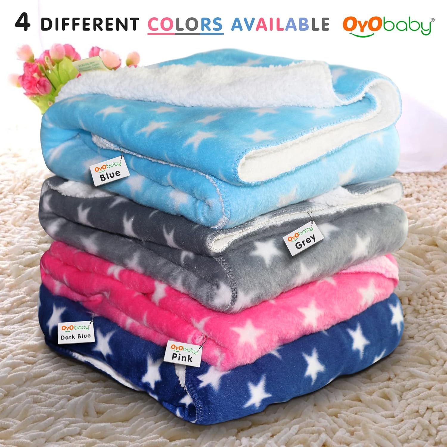 OYO BABY Baby Square Blankets Combo | for New Born Babies Baby Boys, Baby Girls, Babies for 0-6 Months, Fleece, Skin Friendly, 2 Blankets