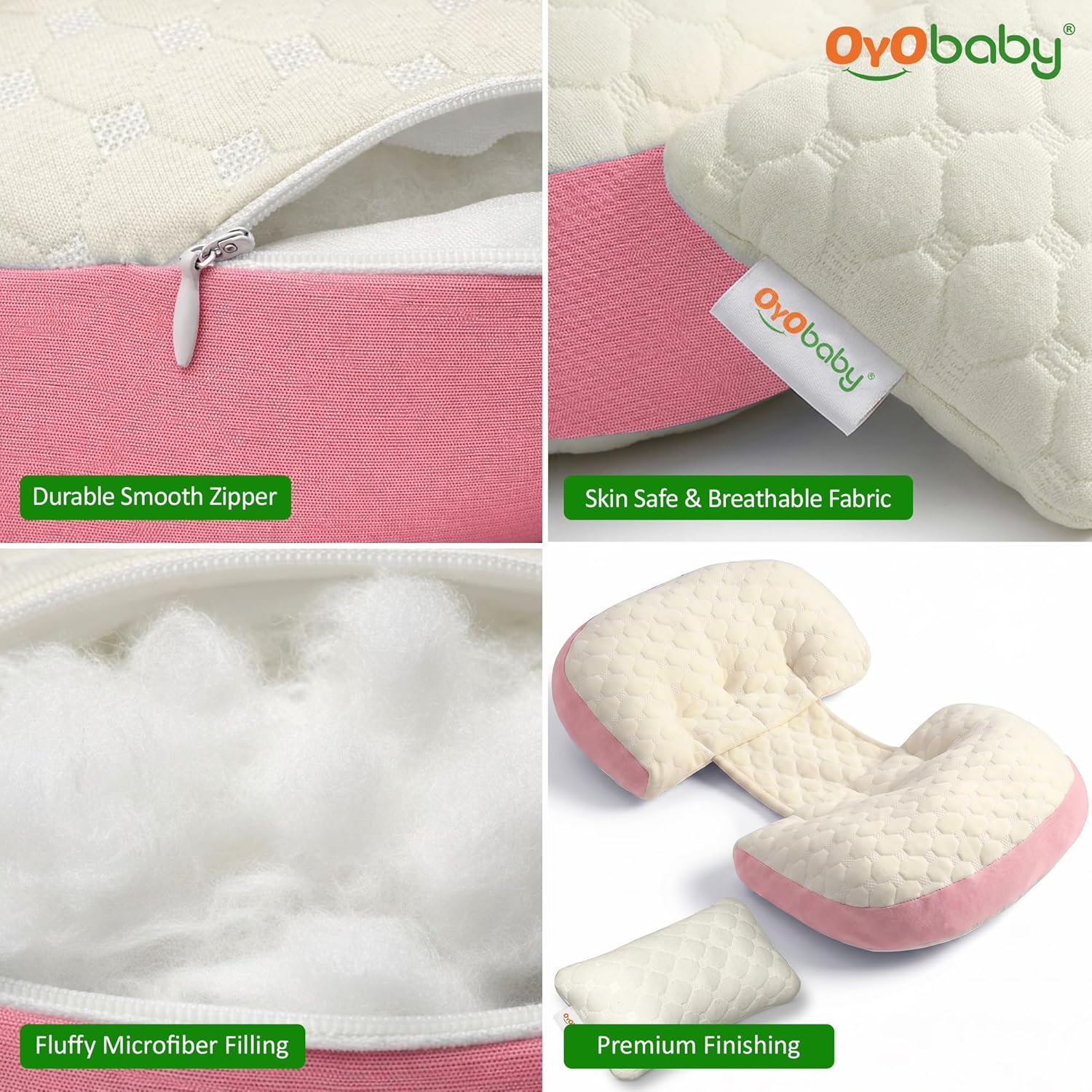 H Shape Pregnancy Pillow for Sleeping | Maternity Support Pillow with Adjustable Velcro | PInk Belly & Waist Support | Microfiber Filling |