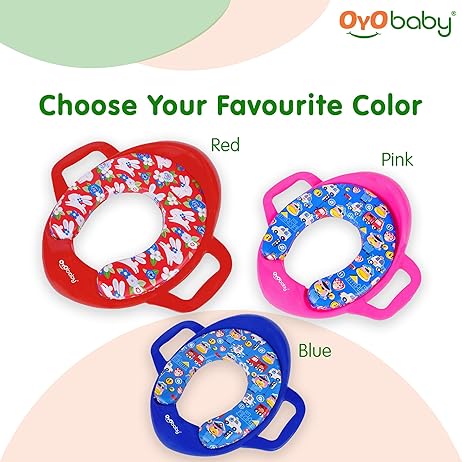 OYO BABY Cushioned Potty Seat, Toilet Seat with Handle for Kids Red