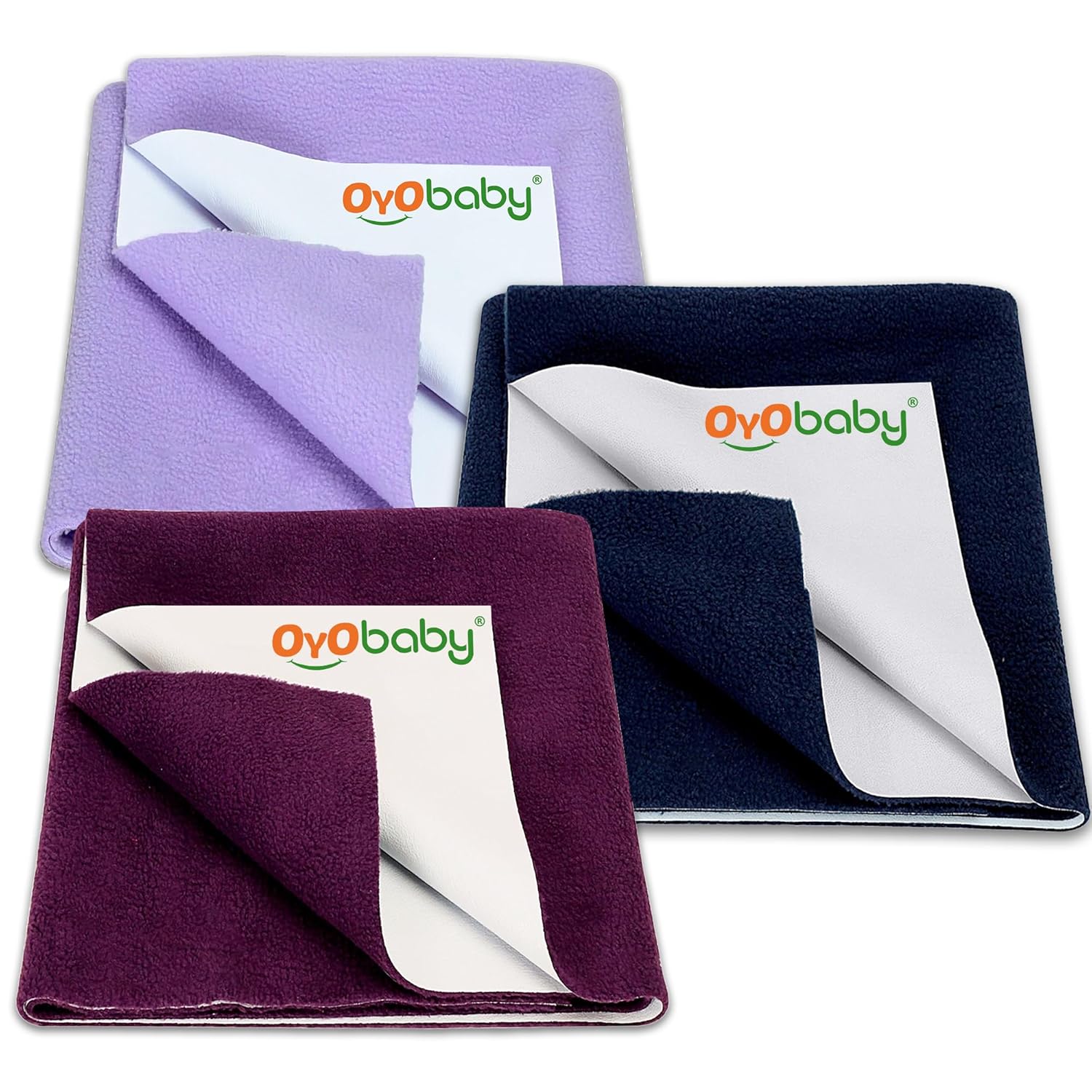 Dry Sheet for Baby, Baby Bed Protector, Waterproof Sheet, Small Size 50x70cm, Pack of 3, Dark Blue, Plum & Voilet