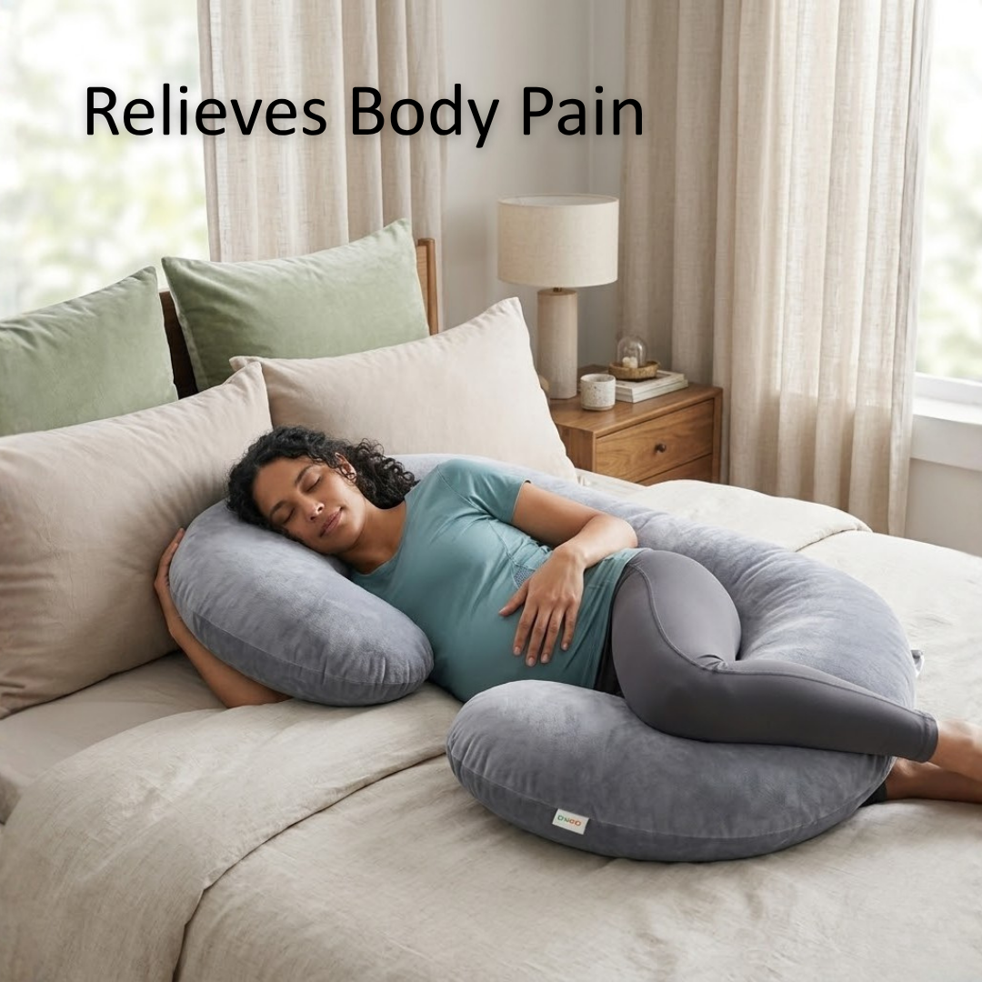 C Shaped Pregnancy Pillow for Sleeping, Maternity Pillow for Pregnant Women with Washable Premium Velvet Cover (Maroon)