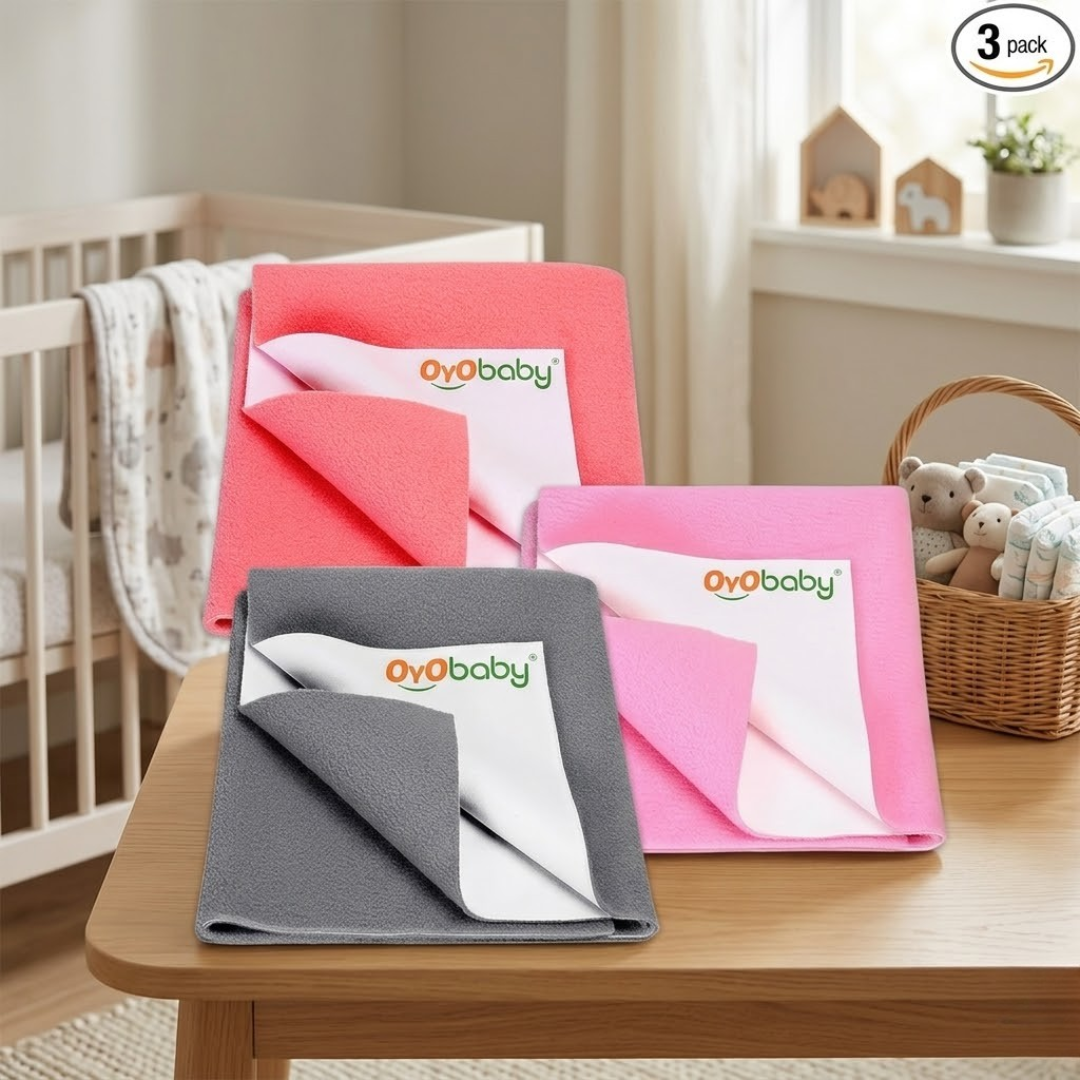 OYO BABY Waterproof Baby Bed Protector 70×50 cm Small | Ultra Absorption Dry Sheet | Protects from Bacteria, Sweat, Fluid Buildup, Dust Mites | Reusable & Economical –Salmon Rose (Large)