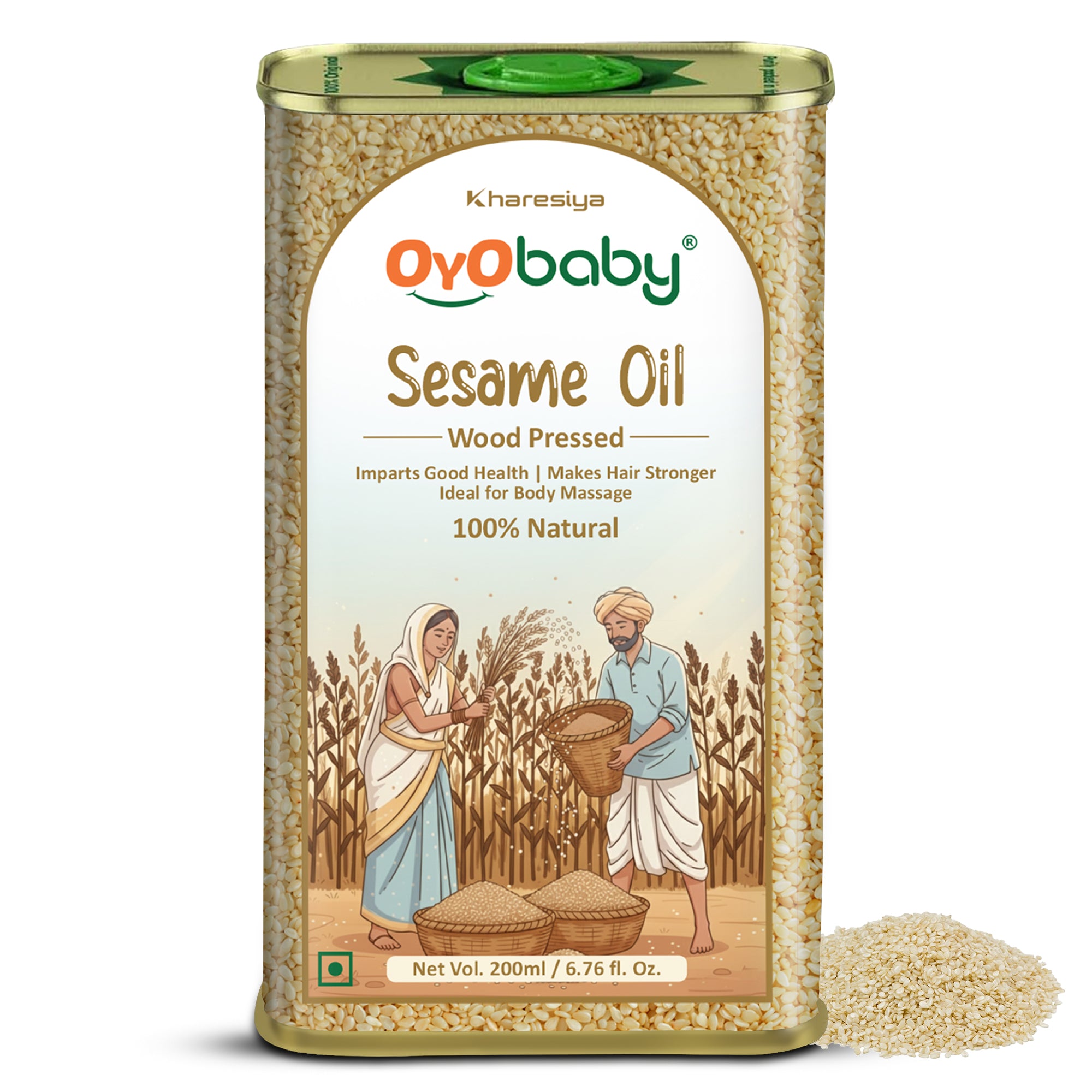 Natural Sesame Baby Oil | Wood Pressed Massage Oil for Newborn Hair & Skin Care (200 ml)