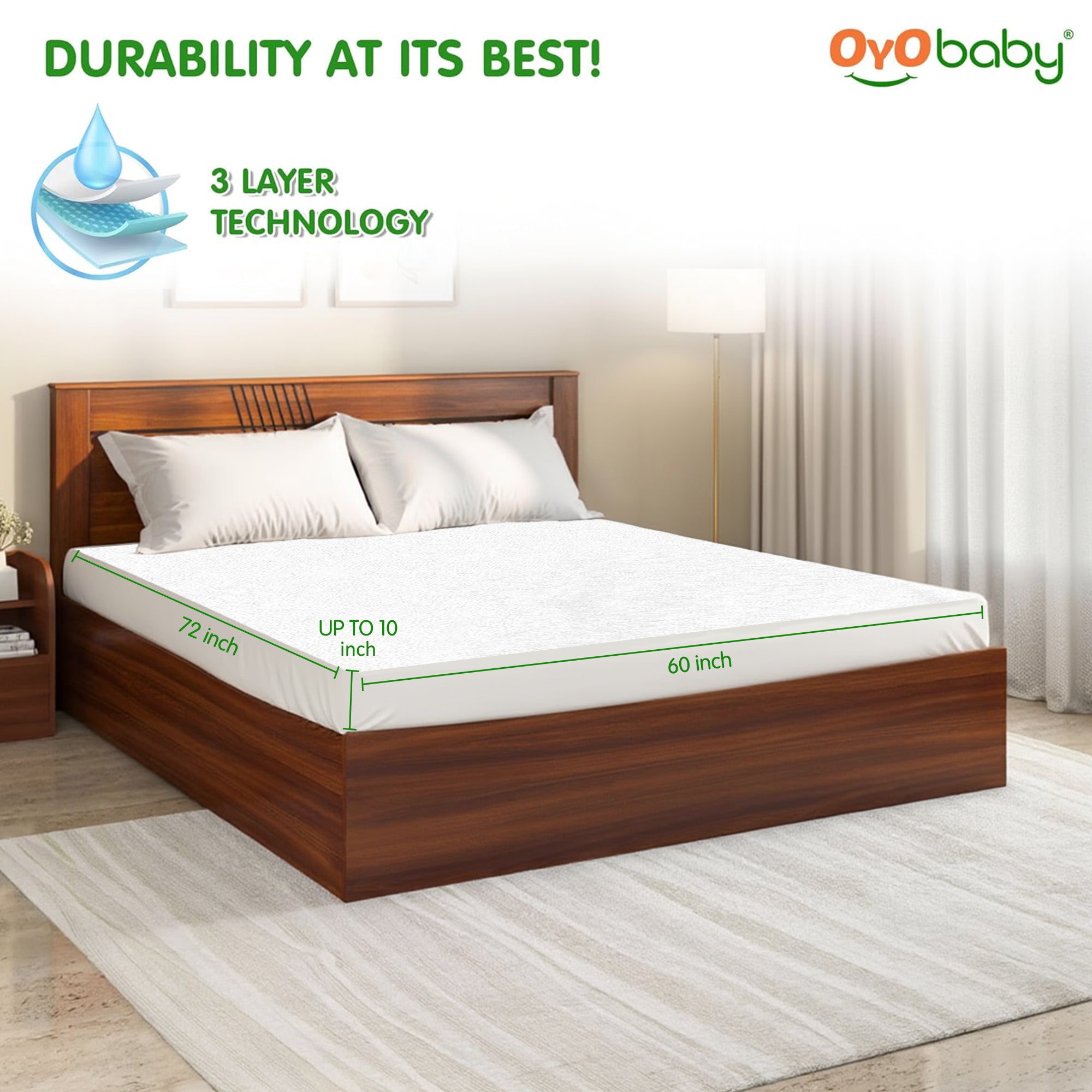 Waterproof Mattress Protector Queen Size 72 x 60 Inch | Ultra Soft Cotton Feel Terry Fabric | Breathable Fitted Mattress Cover