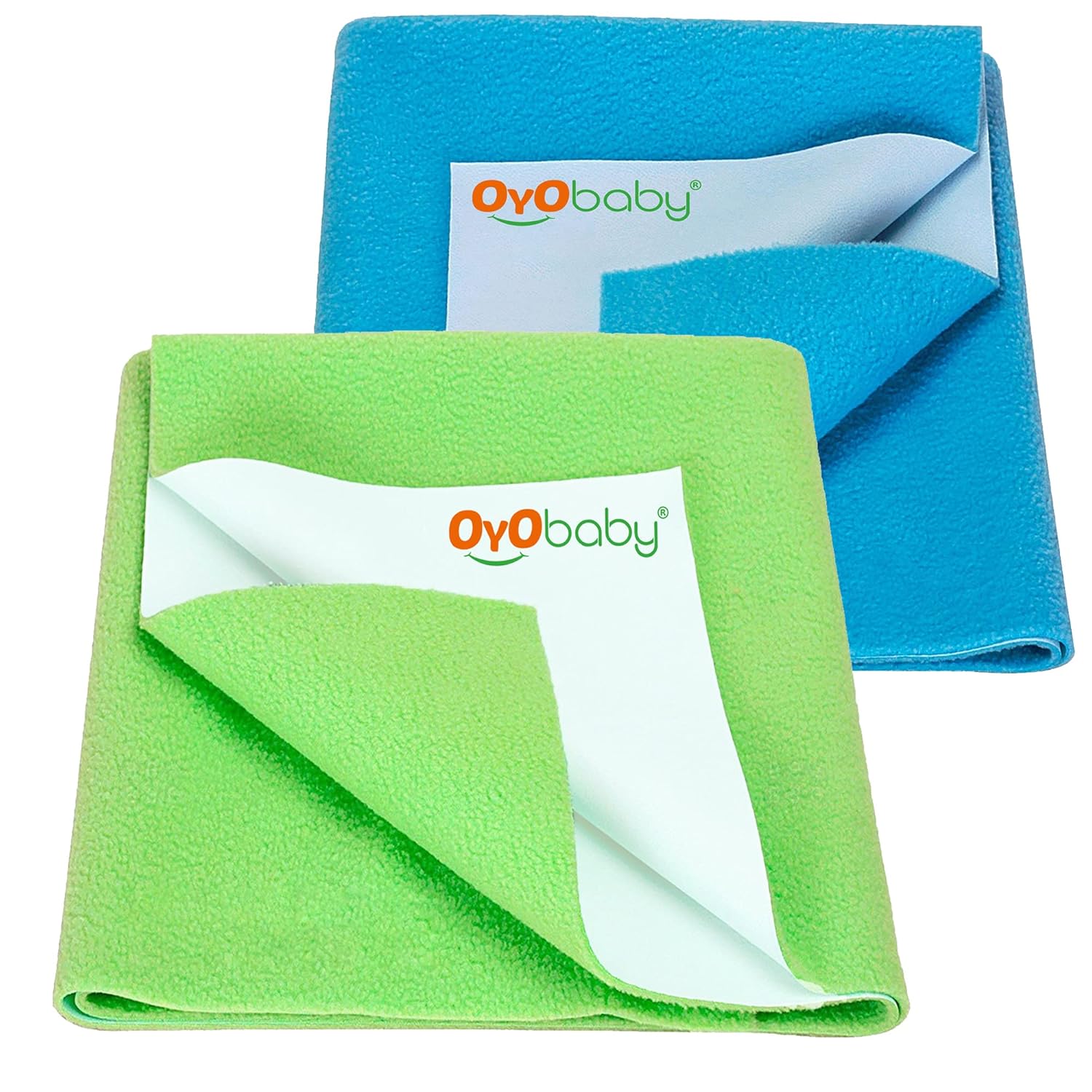 Baby Waterproof Baby Bed Protector Wollen Blend Dry Sheets For New Born Babies | Reusable Mats | Cot & Bassinet Gift Pack, Size : 70Cm X 50Cm | Light Green + Firoza.
