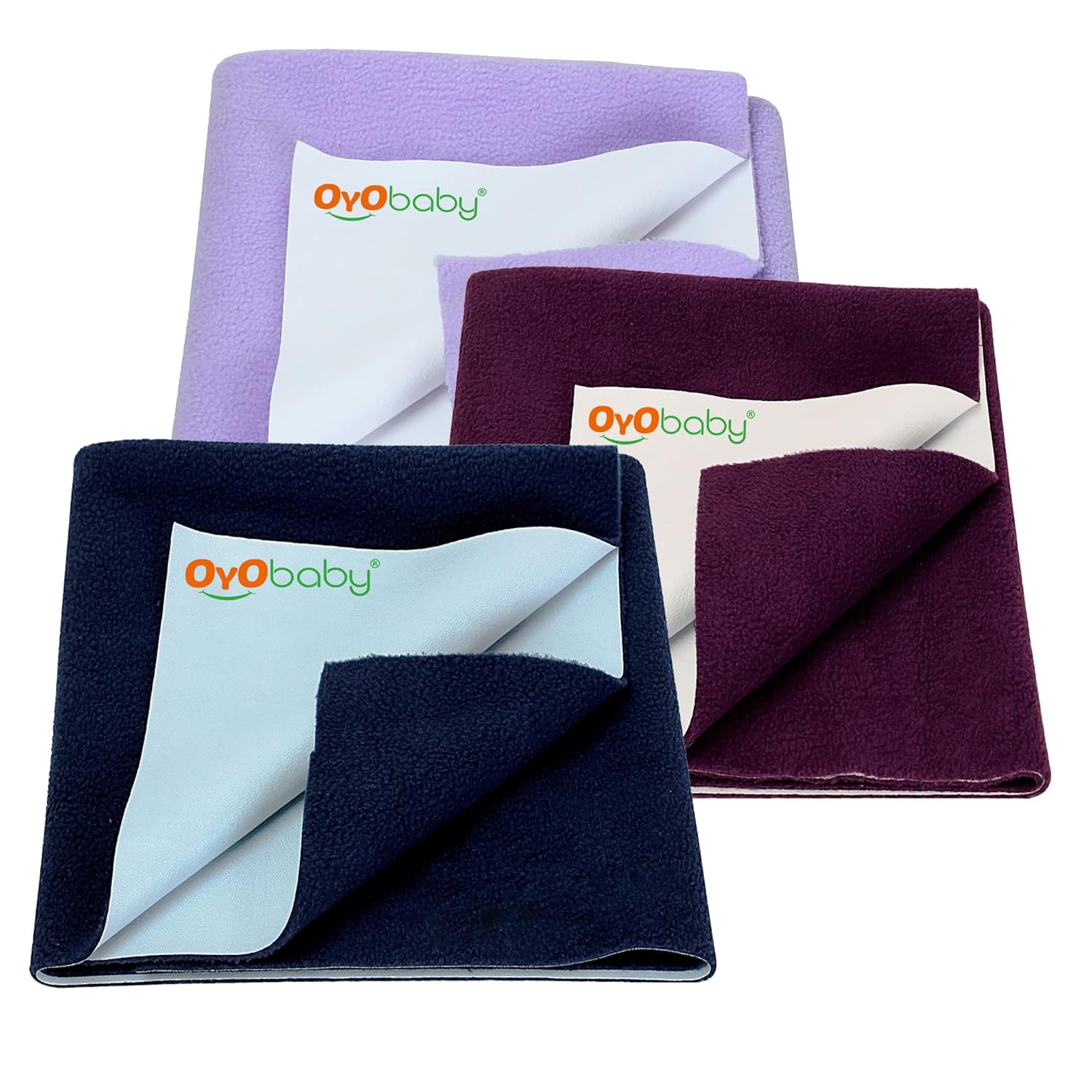 Dry Sheet for Baby, Baby Bed Protector, Waterproof Sheet, Small Size 50x70cm, Pack of 3, Dark Blue, Plum & Voilet