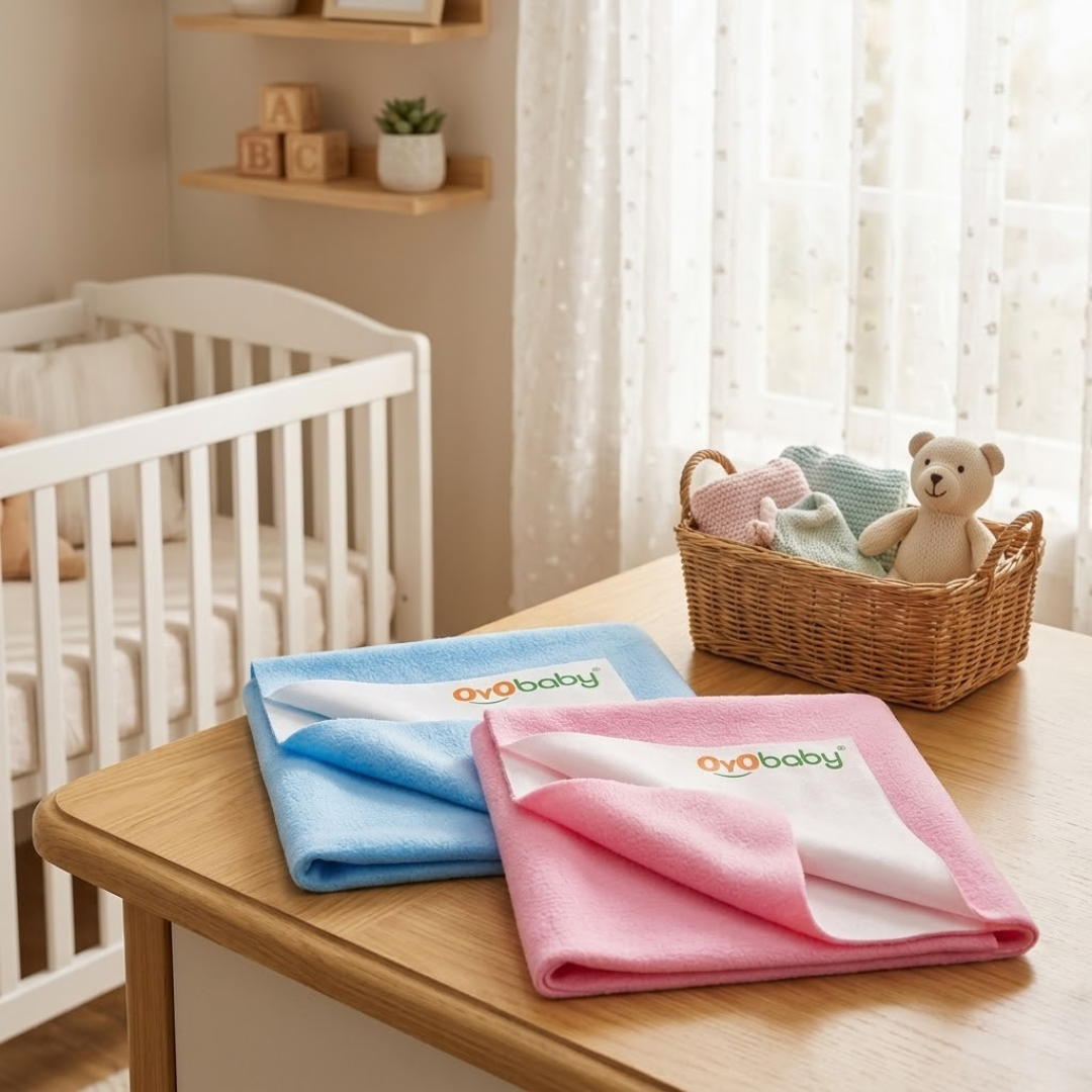 OYO BABY Waterproof Baby Bed Protector 70×50 cm Small | Ultra Absorption Dry Sheet | Protects from Bacteria, Sweat, Fluid Buildup, Dust Mites | Reusable & Economical –Salmon Rose (Large)