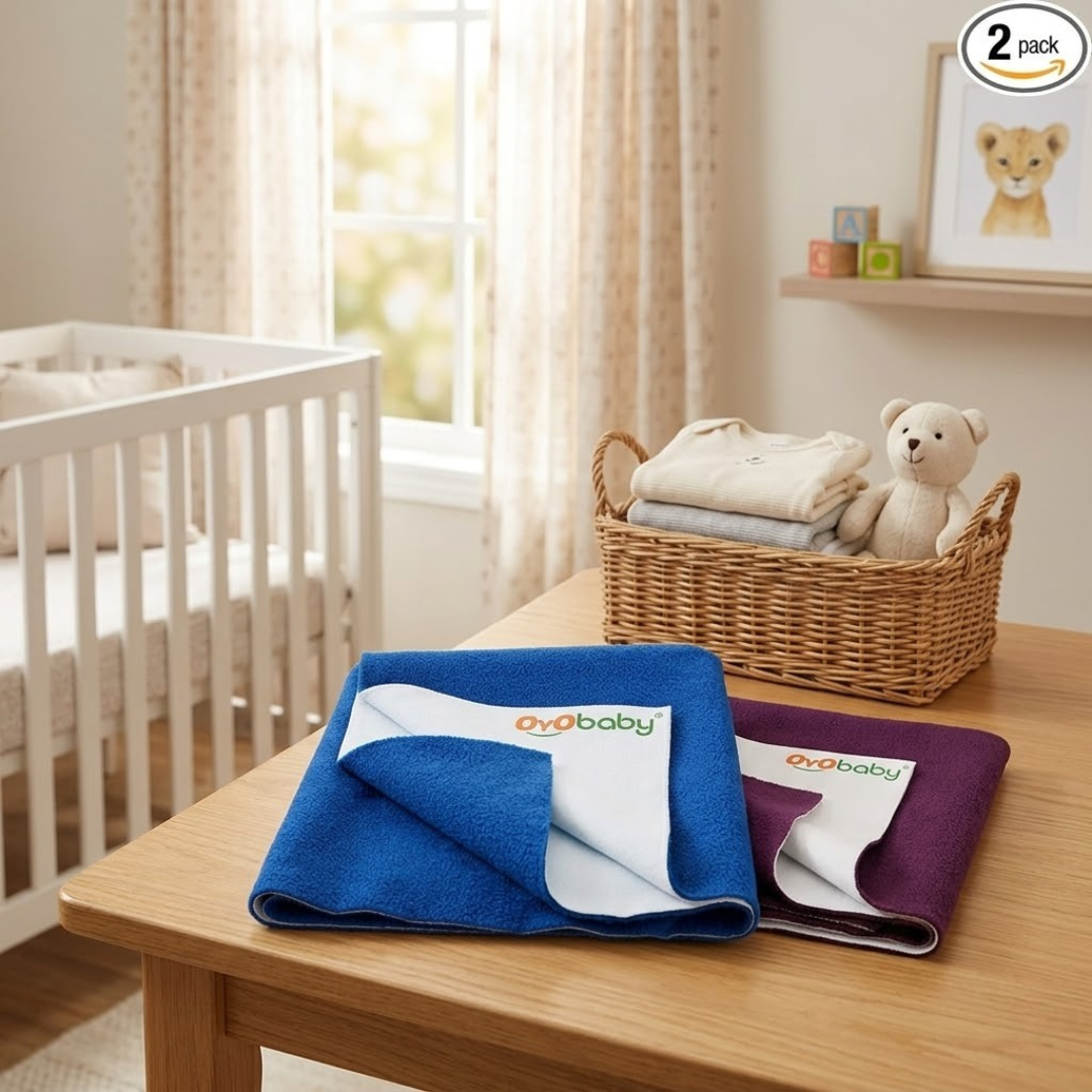 OYO BABY Waterproof Baby Bed Protector 70×50 cm Small | Ultra Absorption Dry Sheet | Protects from Bacteria, Sweat, Fluid Buildup, Dust Mites | Reusable & Economical –Salmon Rose (Large)