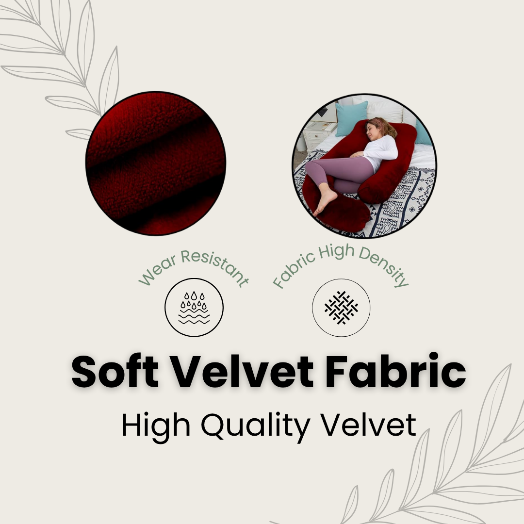 J-Shape Velvet Maternity Pillow: 360° Support & Comfort