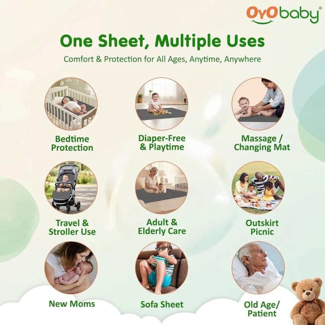 OYO BABY Waterproof Baby Bed Protector 70×50 cm Small | Ultra Absorption Dry Sheet | Protects from Bacteria, Sweat, Fluid Buildup, Dust Mites | Reusable & Economical –Salmon Rose (Large)