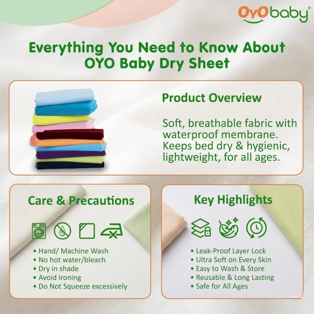 OYO BABY Waterproof Baby Bed Protector 70×50 cm Small | Ultra Absorption Dry Sheet | Protects from Bacteria, Sweat, Fluid Buildup, Dust Mites | Reusable & Economical –Salmon Rose (Large)