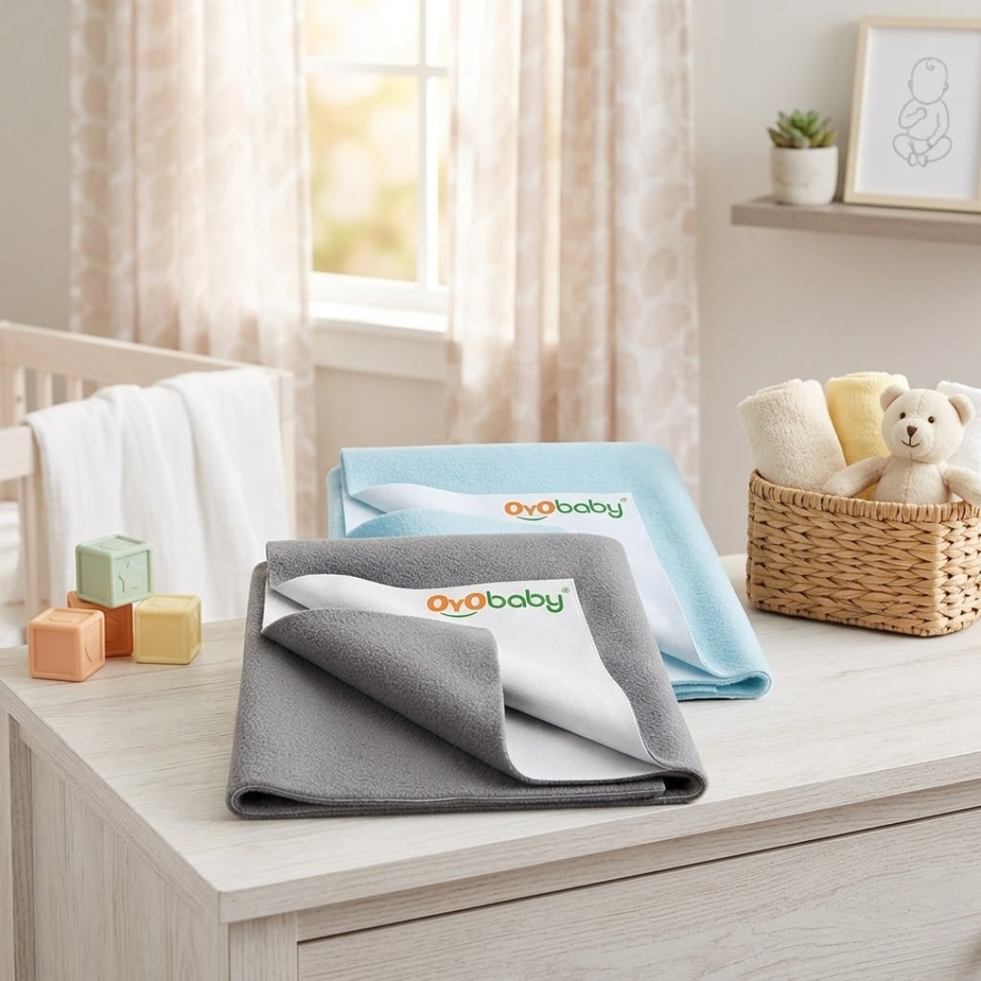 OYO BABY Waterproof Baby Bed Protector 70×50 cm Small | Ultra Absorption Dry Sheet | Protects from Bacteria, Sweat, Fluid Buildup, Dust Mites | Reusable & Economical –Salmon Rose (Large)