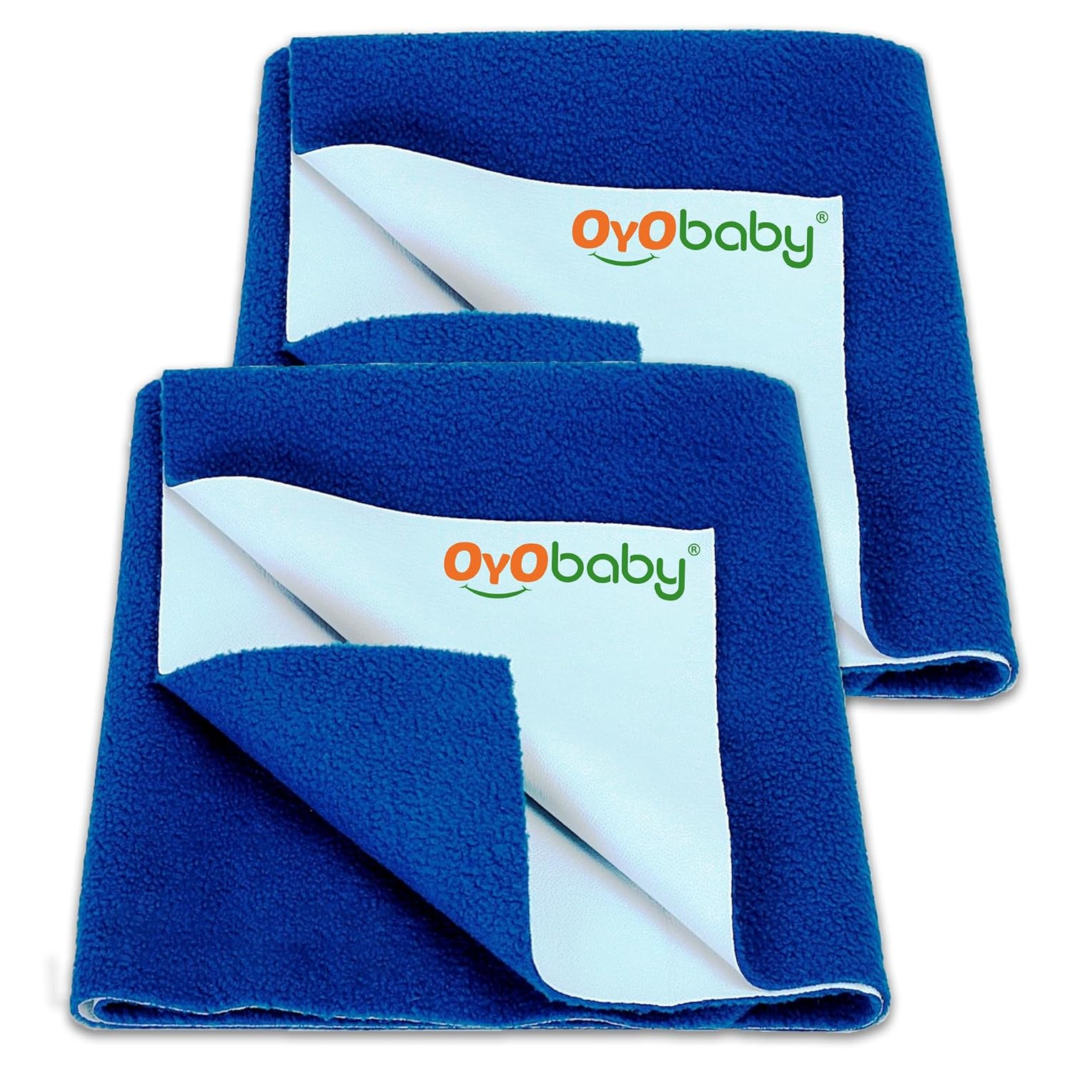 OYO BABY Baby Bed Protector | for Newborn - 6 Months | Soft, Waterproof Dry Sheet 70×50 cm (Pack of 2) | Quick Dry, Extra Absorbent & Rash-Free - Royal Blue