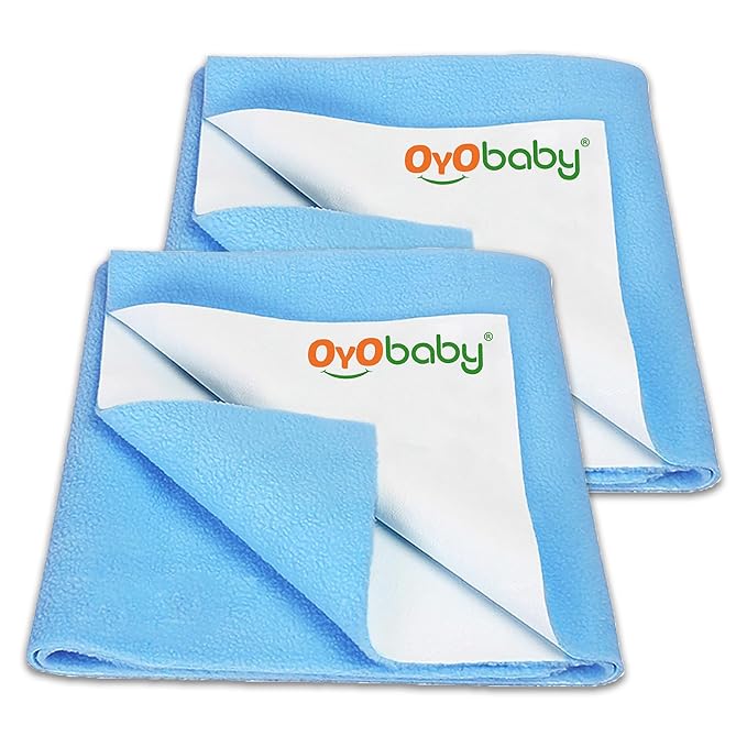 OYO BABY Small Baby Dry Sheet (Pack of 2) | Waterproof Mattress Protector 70×50 cm | Quick Dry & Extra Absorbent Bed Pad | Reusable Anti-Piling Fleece Underpad | Suitable for 0-6 Months Baby